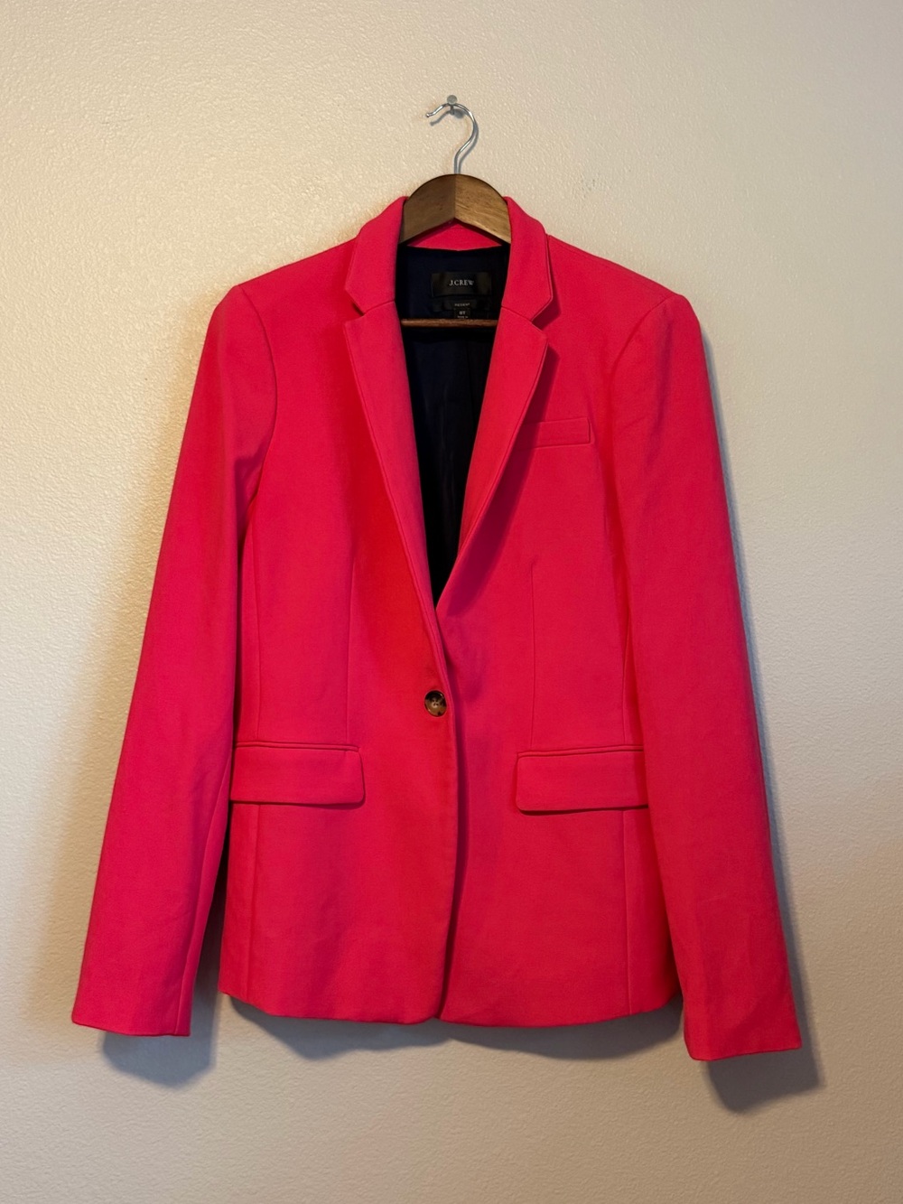 J. Crew Women's Bright Pink Single-Button Blazer